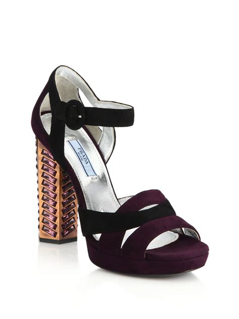 prada suede purple sandal|prada raffia sandals.